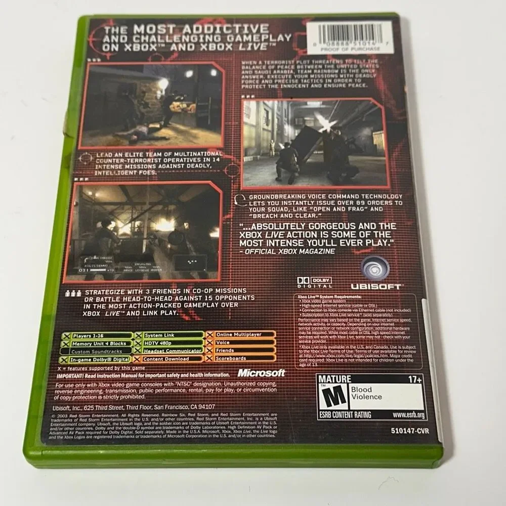 Xbox Game Lot Tom Clancy’s Rainbow Six 3 & Splinter Cell 2 Games